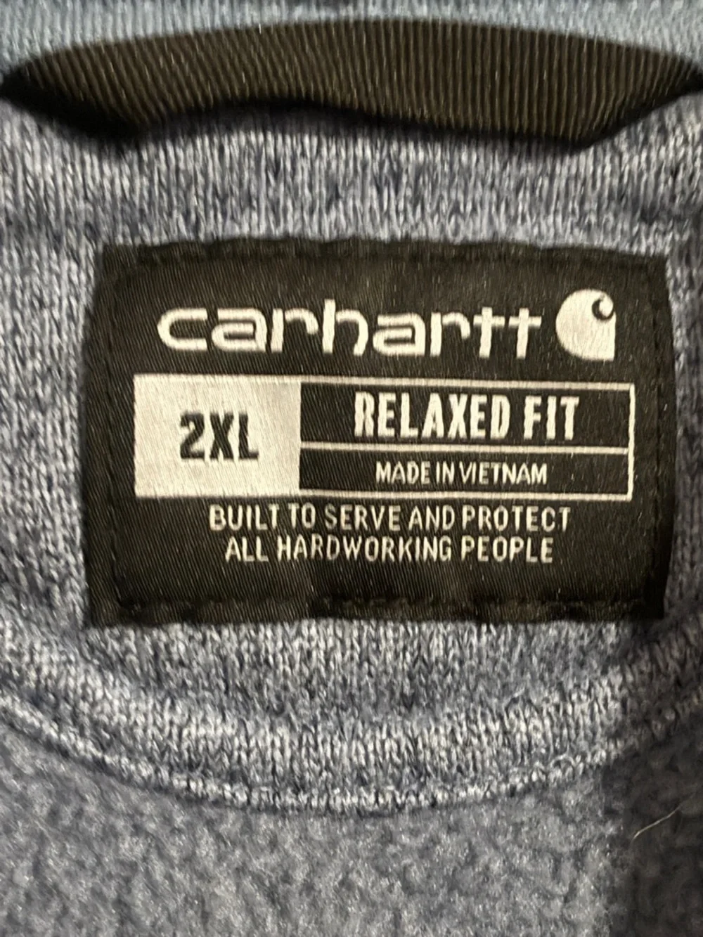 Carhartt Sz 2XL Blue Grey Quarter Zip Up Pullover Fleece w/Snap Chest Pocket